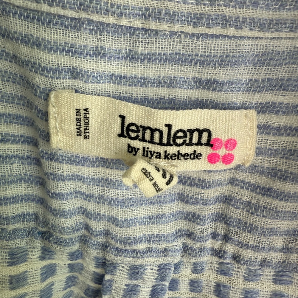 Lemlem Light Blue Waffle Knit Button down Shirt